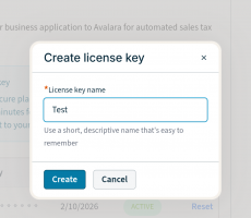 Avalara License API key 3
