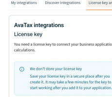 Avalara License API key 2